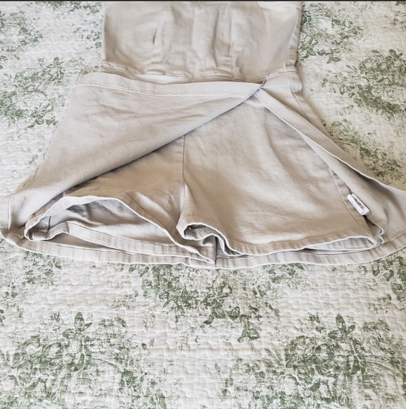 MONSTER GIRL Vintage 90s Made in USA Tan Skort Jumpsuit Romper Dress Medium - Picture 3 of 6